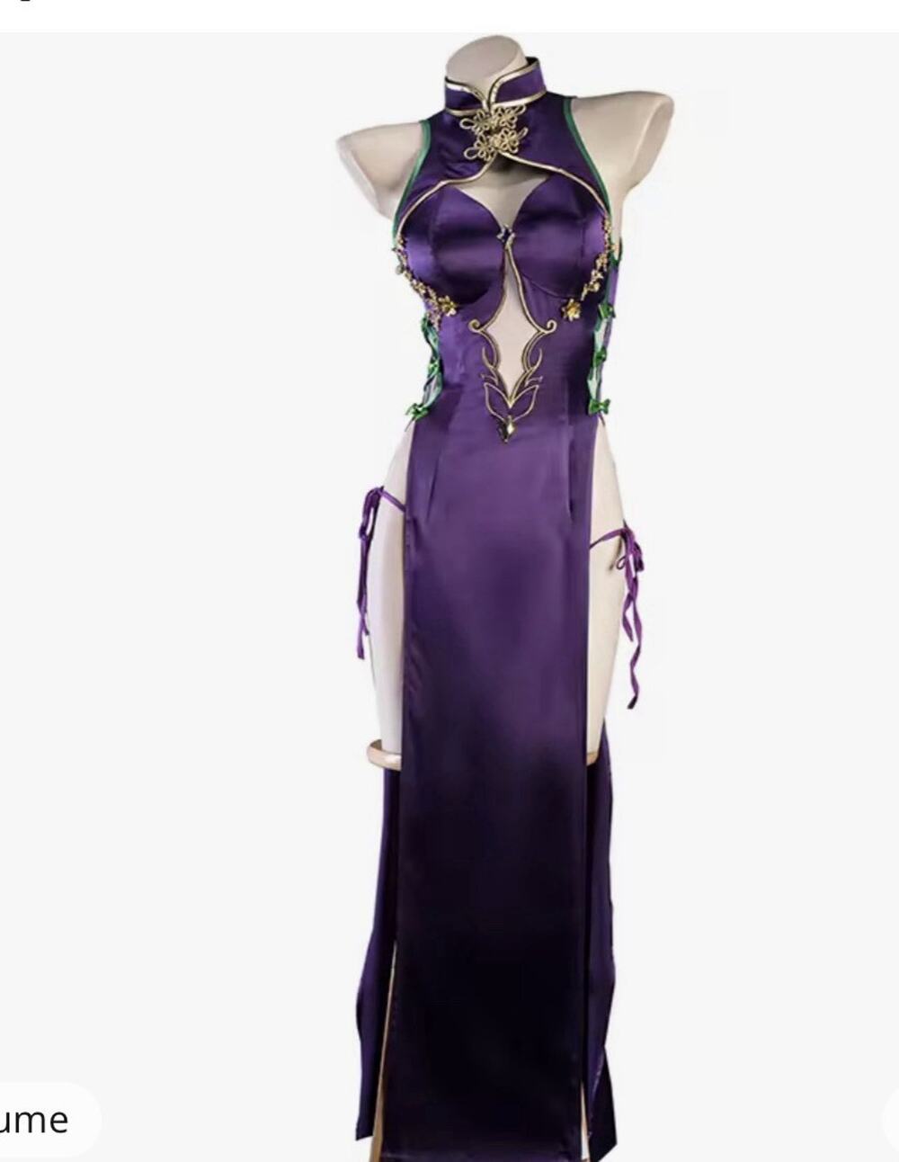 UWOWO C.C. Cosplay Codee Geasss: Purple Cheongsam Cosplay Costume Purple-XL